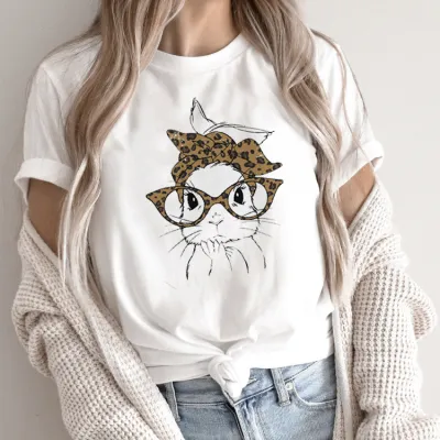 Summer Women's Cartoon Rabbit Print Round Neck Sleeveless T-Shirt