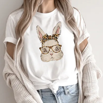 Summer Women's Cartoon Rabbit Print Round Neck Sleeveless T-Shirt