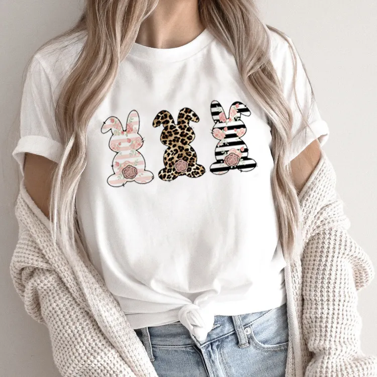 Summer Women's Cartoon Rabbit Print Round Neck Sleeveless T-Shirt