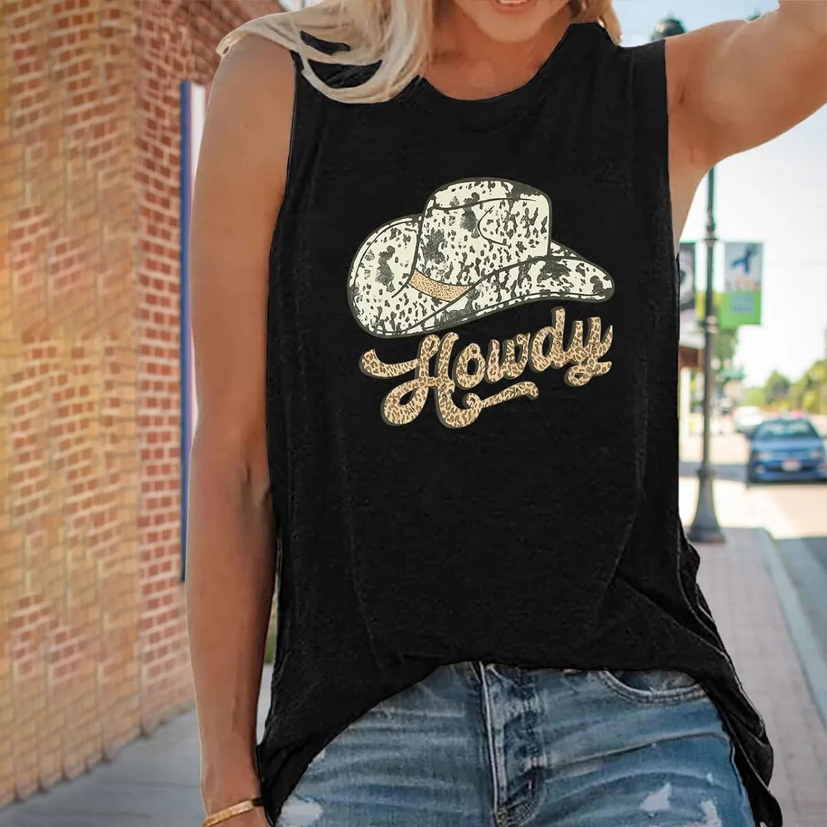 Western Summer Women Casual Animal Print Sleeveless Vest