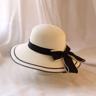 Summer Women's Lace Bow Straw Woven Sun Hat