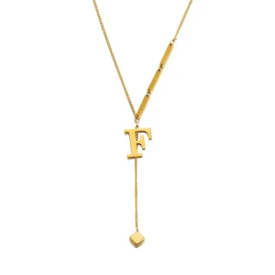 Women Fashion Simple 26 English Alphabet Titanium Steel Necklace