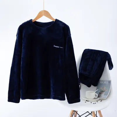 Men Autumn Winter Casual Flannel Long Sleeve Lapel Pajamas Sets