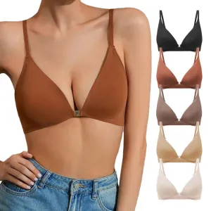 Women Simple Push-Up Adjustable Seamless Front Buckle Bra