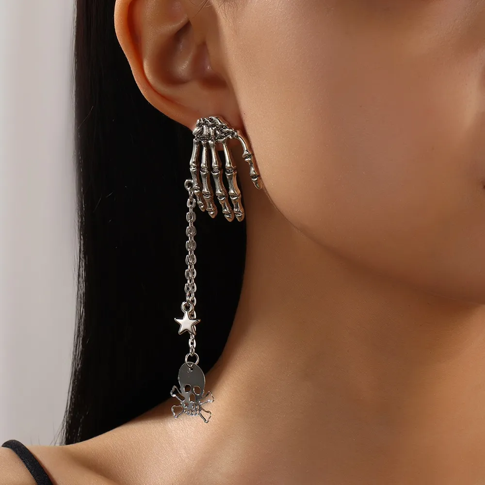 Gothic Halloween Vintage Skull Tassel Earrings