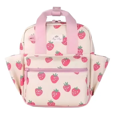 Kids Unisex Casual Cute Strawberry Print Canvas School Bag for Kindergarten