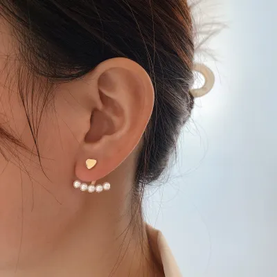 Creative Fashion Women Heart Pearl Drop Earrings