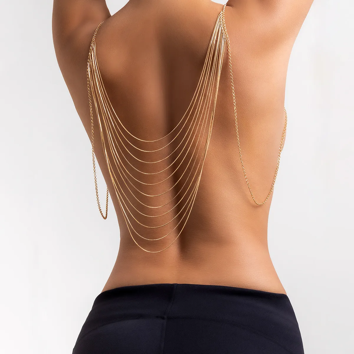 Fashion Sexy Metal Snake Bone Chain Breast Chain Creative Geometric Tassel Body Chain