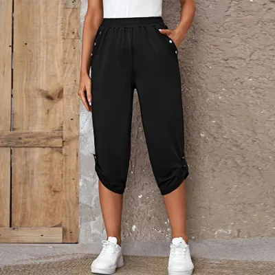 Summer Fashion Casual Cropped Elastic Street Hipster Pants Women