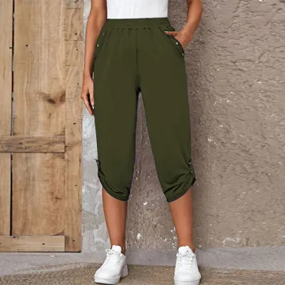 Summer Fashion Casual Cropped Elastic Street Hipster Pants Women