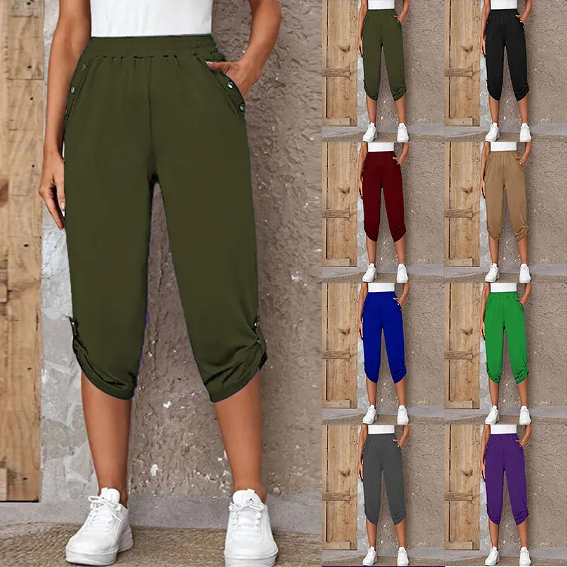 Summer Fashion Casual Cropped Elastic Street Hipster Pants Women