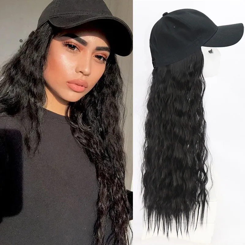 Women Fashion Long Curly Hair Hat Wig