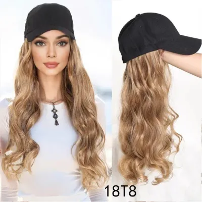 Women Fashion Long Curly Cap Wig Oblique Bangs