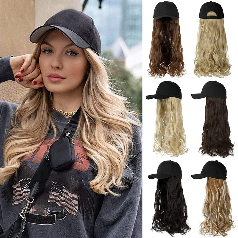 Women Fashion Long Curly Cap Wig Oblique Bangs