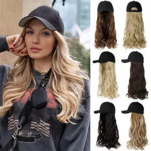 Women Fashion Long Curly Cap Wig Oblique Bangs