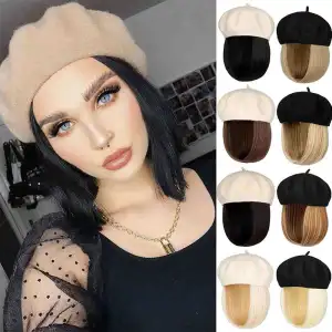 Women Fashion Short Straight Beret Wig Not Hot Dye