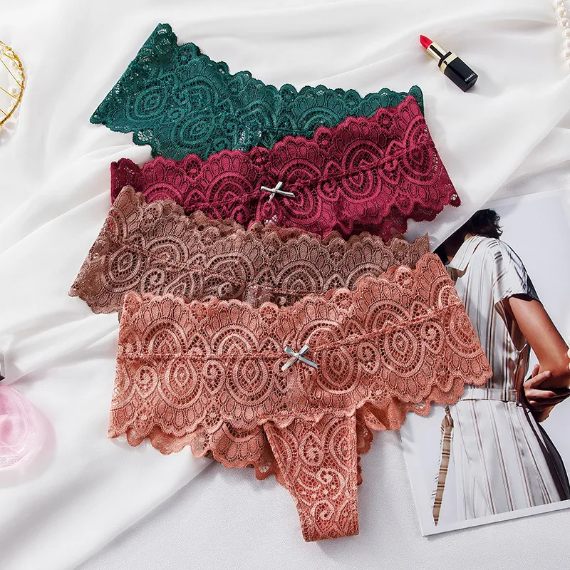 Summer Women Sexy Lace Briefs Mid-Waist