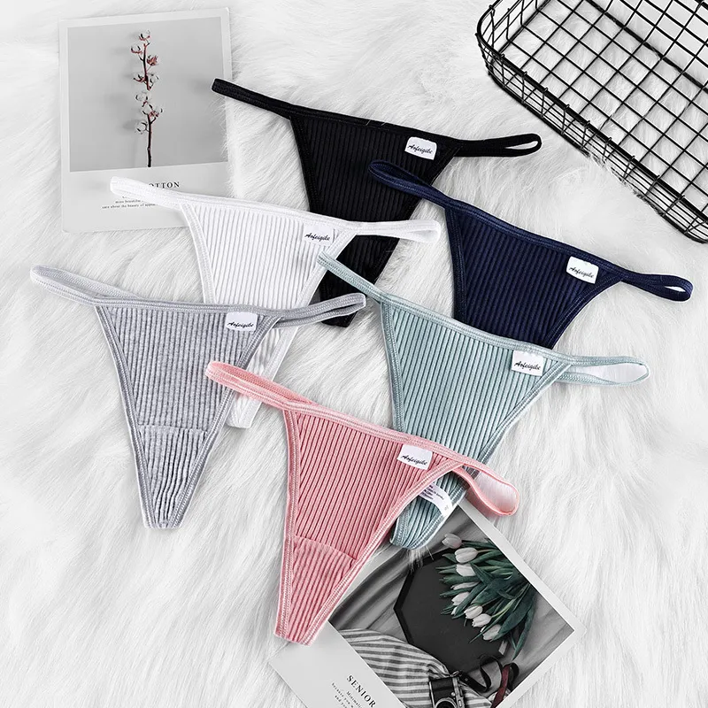 Women Fashion Sexy Solid Color Low Waist Threaded Panties