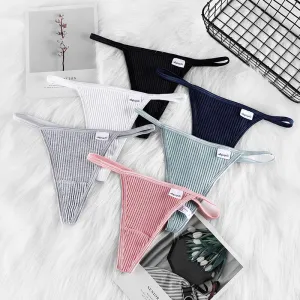 Women Fashion Sexy Solid Color Low Waist Threaded Panties