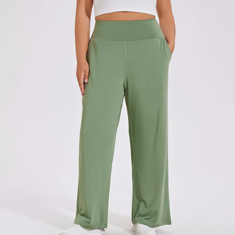 Women Plus Size High Waist Flared Yoga Pants Casual Sportswear