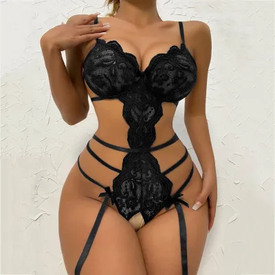 Women Sexy Lace Backless Crotch-Free Lingerie Bodysuits