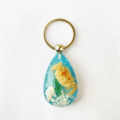 Women Simple Real Insect Crab Marine Luminous Amber Keychain