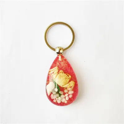 Women Simple Real Insect Crab Marine Luminous Amber Keychain