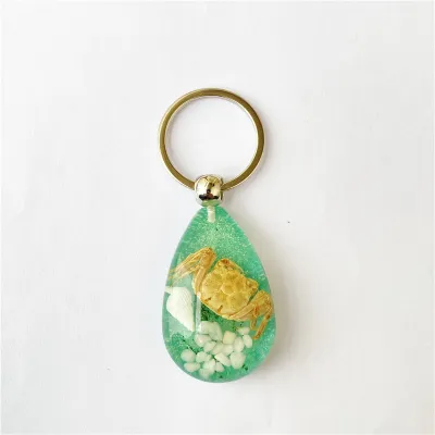 Women Simple Real Insect Crab Marine Luminous Amber Keychain