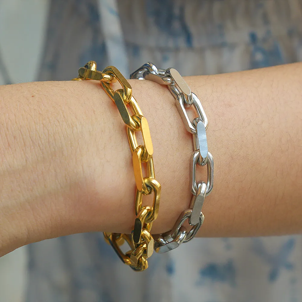 Women Fashion Thick Chain Stainless Steel Bracelet