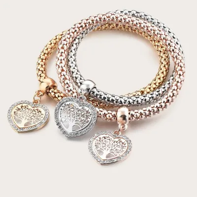 Women Fashion Creative Life Tree Diamond Pendant Bracelet