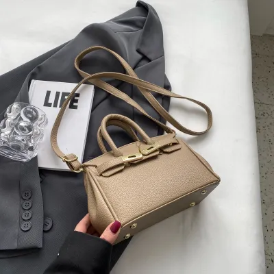 Women Fashion Litchi Lock Large Capacity Handle Shoulder Bag