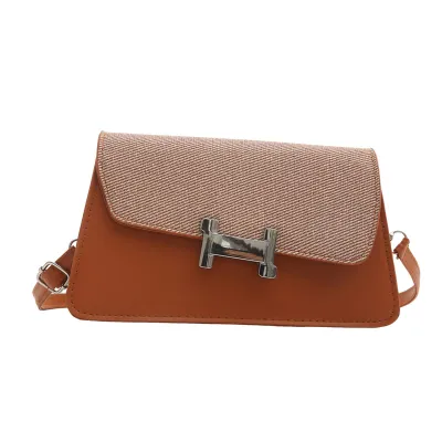 Women Fashion Flap Lock Crossbody Bag PU Street Trend Medium