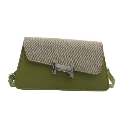 Women Fashion Flap Lock Crossbody Bag PU Street Trend Medium