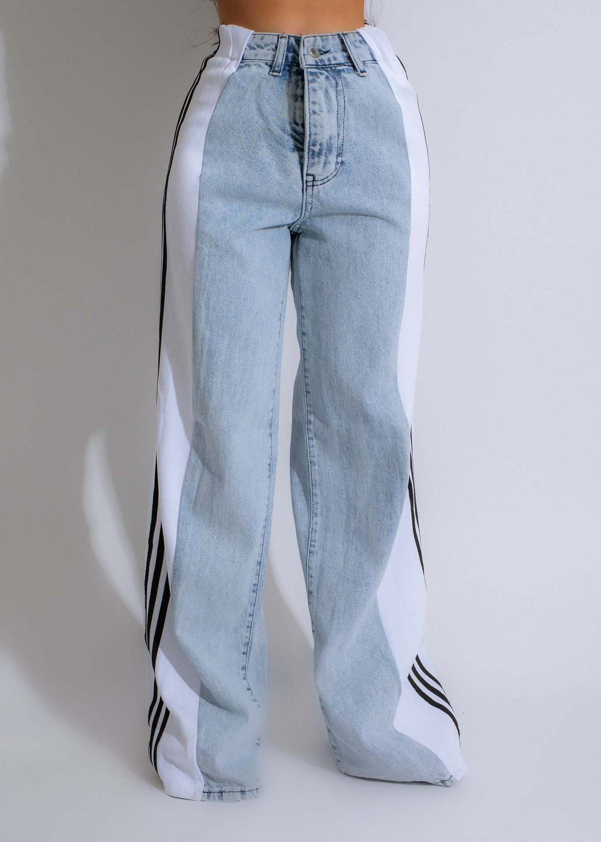 Wholesale Women Fashion Stitching Three Stripe High Waist