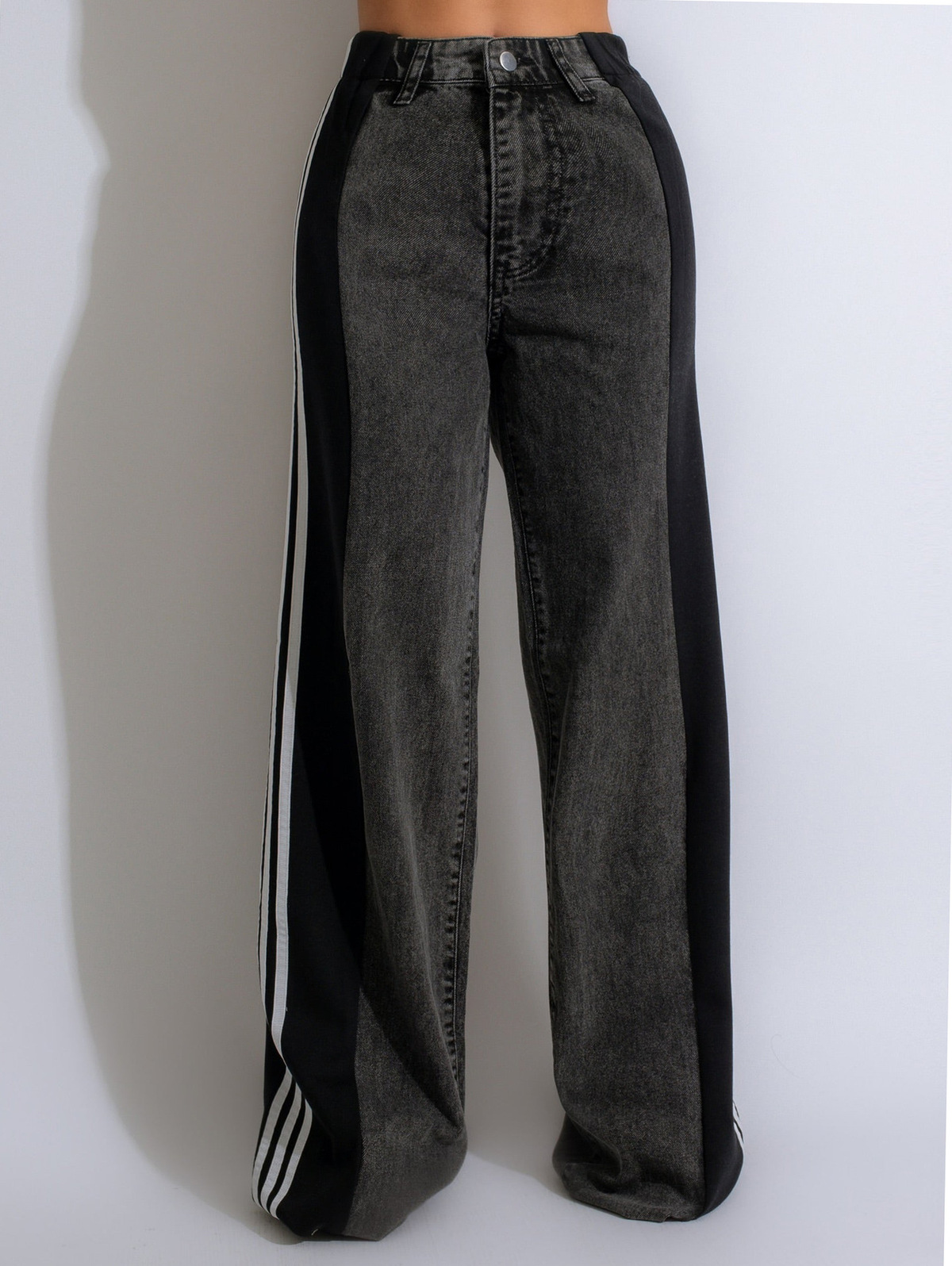 Wholesale Women Fashion Stitching Three Stripe High Waist