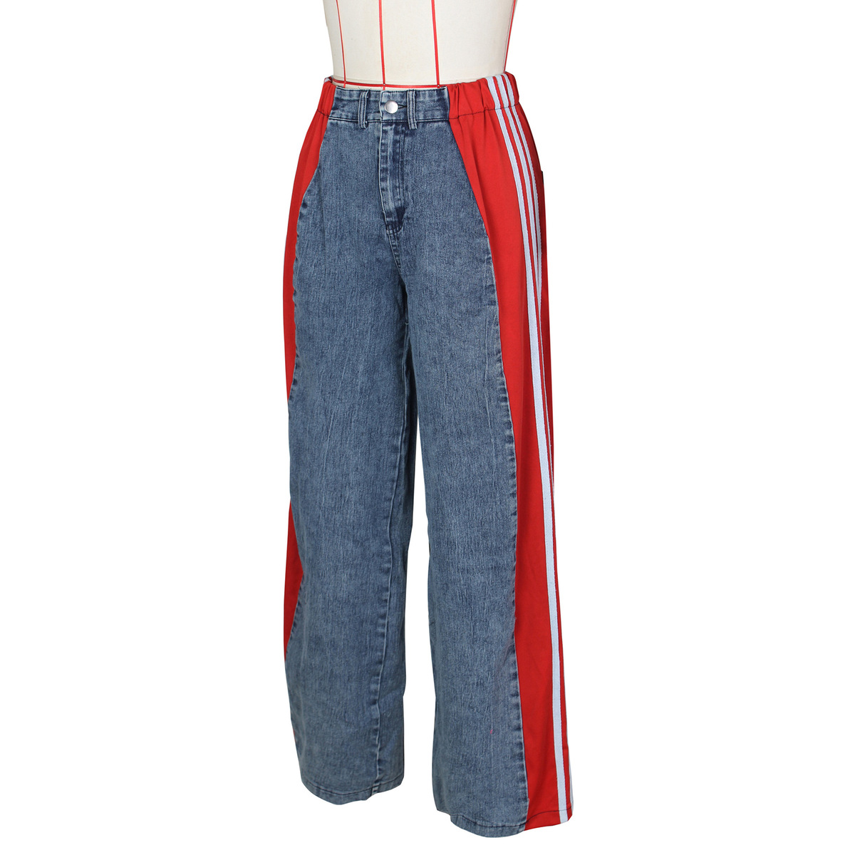 Wholesale Women Fashion Stitching Three Stripe High Waist