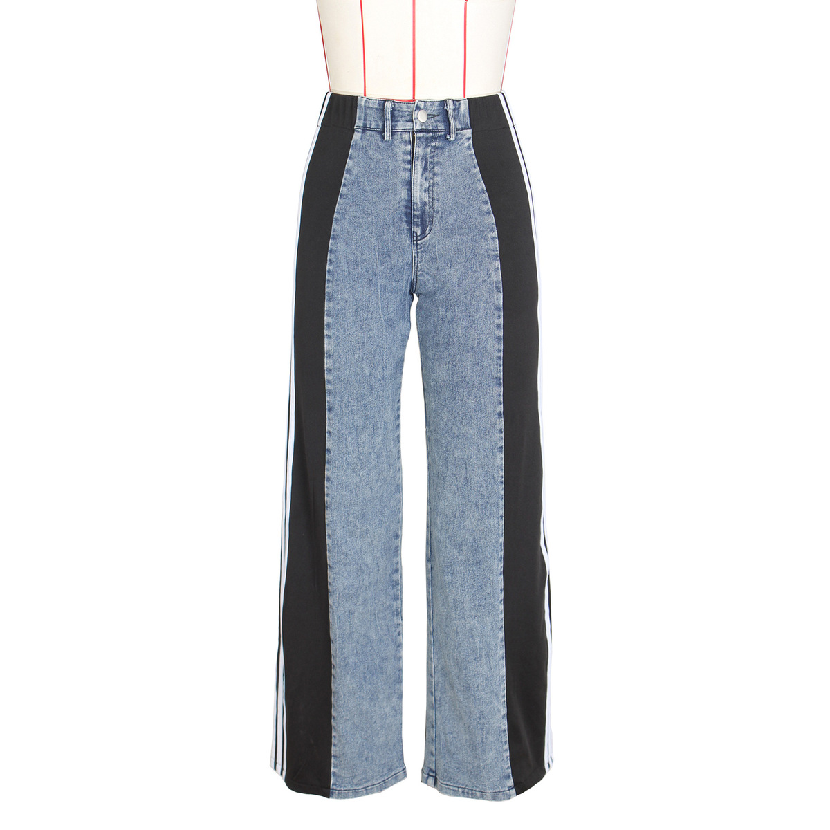 Wholesale Women Fashion Stitching Three Stripe High Waist