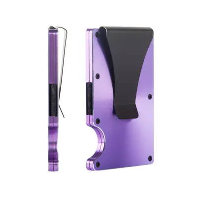 Simple Solid Color Aluminum Alloy Anti-Theft Brush Anti-Degaussing Credit Card Wallet