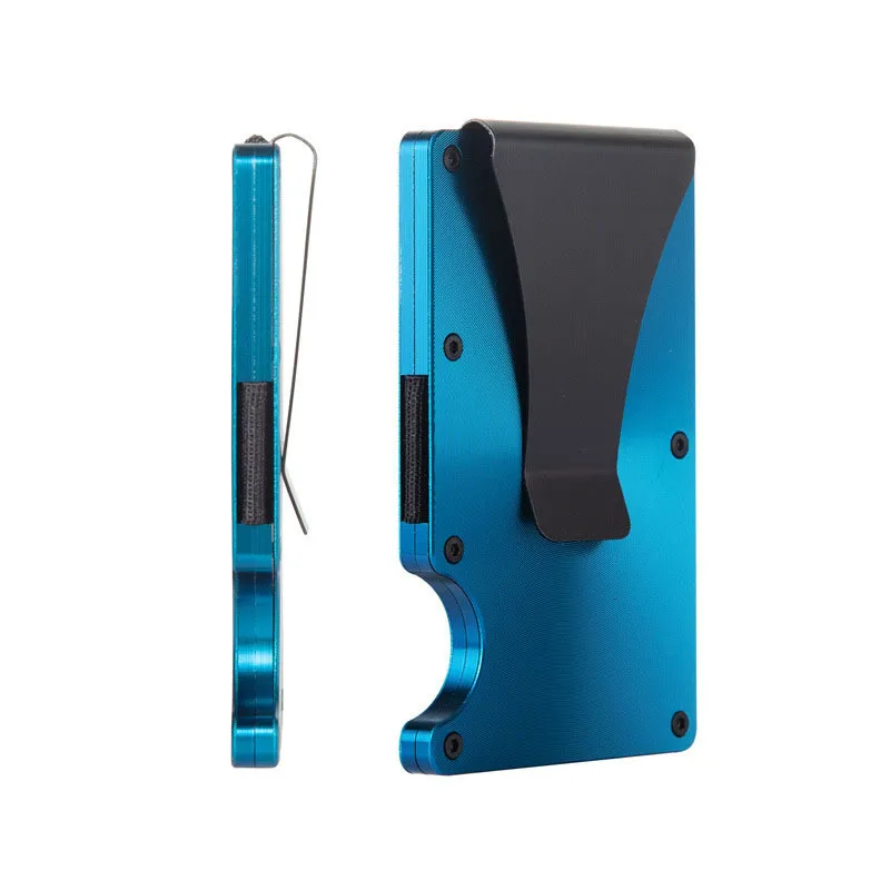 Simple Solid Color Aluminum Alloy Anti-Theft Brush Anti-Degaussing Credit Card Wallet