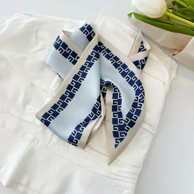 Women's Simple Stripe Long Ribbon Silk Scarf
