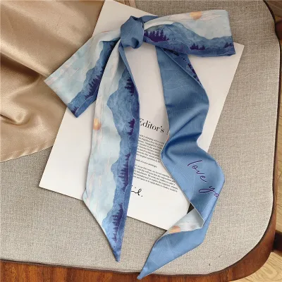 Women's Simple Plaid Long Satin Scarf