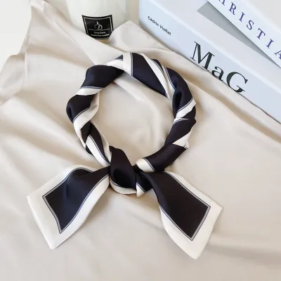 Women's Simple Plaid Long Satin Scarf