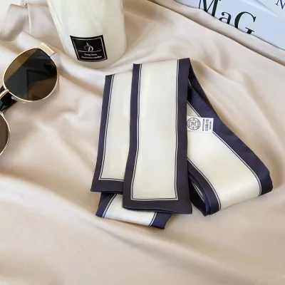 Women's Simple Plaid Long Satin Scarf