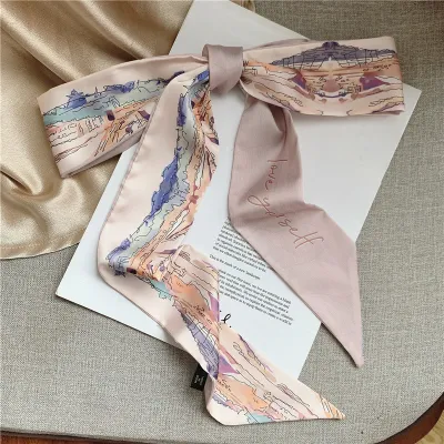 Women's Simple Plaid Long Satin Scarf