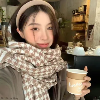 Autumn Winter Women Fashion Plaid Tassel Imitation Cashmere Warm Scarf