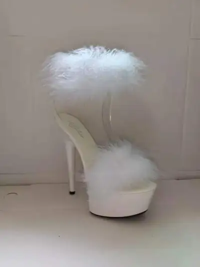 Women's Sexy Nightclub Pole Dance Solid Color Plush Platform Thin Heel Peep Toe Sandals