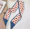 Silk Scarf * Red Petals On Blue Side