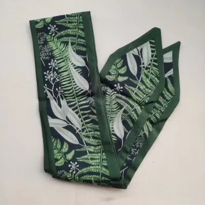 Women Double-Layer Satin Diamond Long Ribbon Scarf