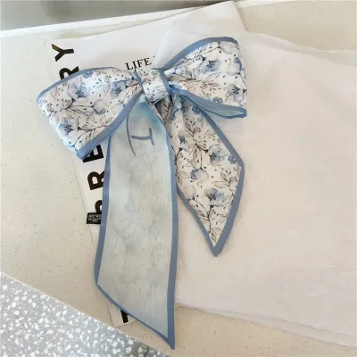 Women Fashion Floral Print Long Ribbon Chiffon Scarf