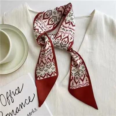Women Fashion Floral Print Long Ribbon Chiffon Scarf